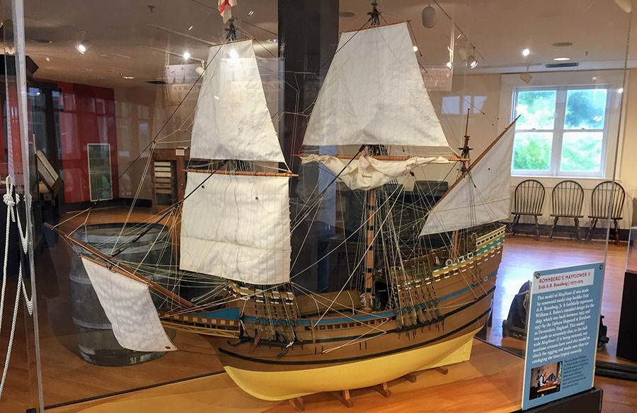 A model of Mayflower II in a museum of Massachusetts